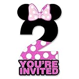 brayqu Mouse Girl 2nd Birthday Party Invitations Pink Glitter Mouse 2 Year Old Girls Birthday Shaped Invitations Fill-in Second Birthday Invites (20 Invitation Cards with Envelopes)