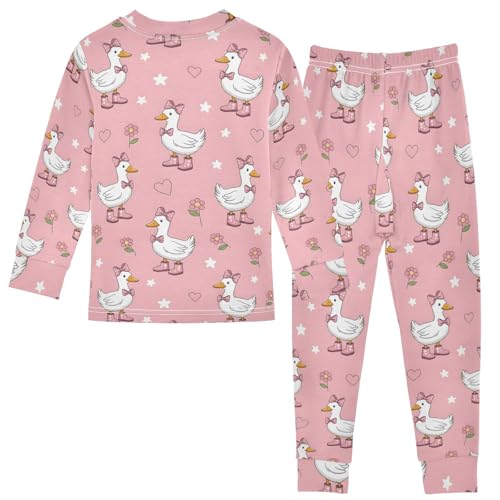 Pajama Sets Long Sleeve Cute Ducks with Boots Soft Comfy Sleepwear 2 Piece PJS 3-8T3