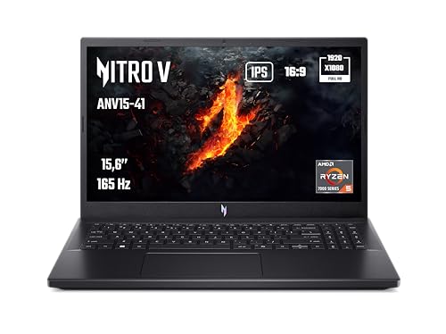 Acer Nitro V 15 ANV15-41-R4FN, Ordinateur Portable Gaming 15.6'' Full HD IPS LCD 165Hz, (AMD Ryzen 5 7535HS, NVIDIA GeForce RTX 4050, RAM 16 Go, SSD 512 Go, Windows 11 Home) Clavier AZERTY, Noir