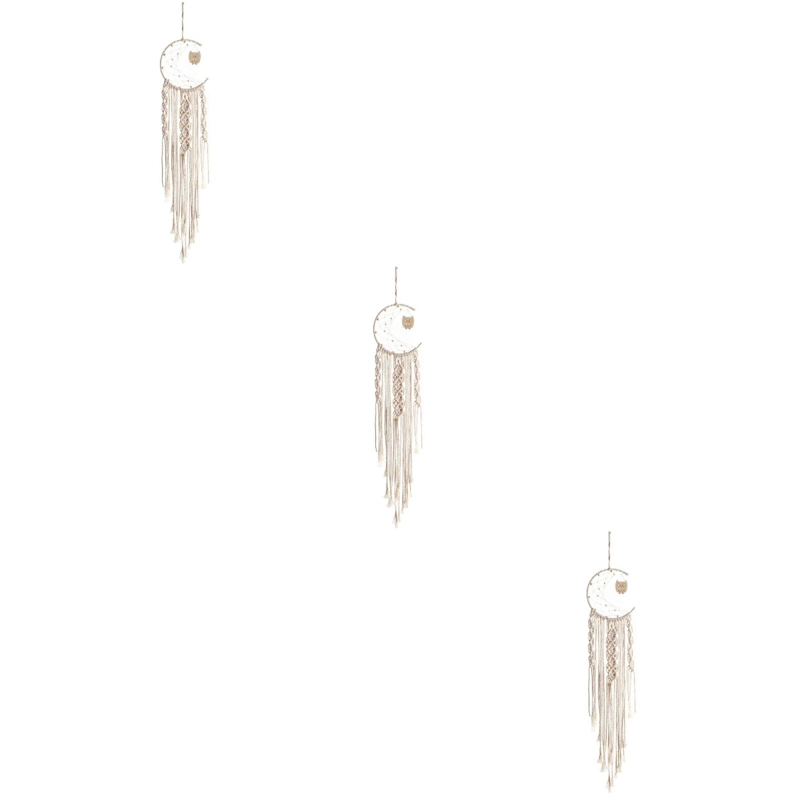 Attrape-rêves macramé Amosfun avec pompons | Lot de 3 tapisseries murales