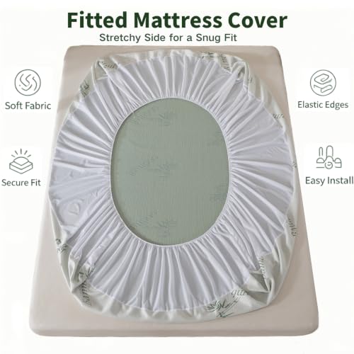 Image of WhatsBedding Mattress Topper Cover Full Size (Only Cover), Breathable Viscose Made from Bamboo, Mattress Protector