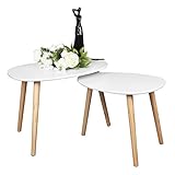 Bonnlo Nesting Tables End Tables Set of 2 for Living Room, Home and Office, White