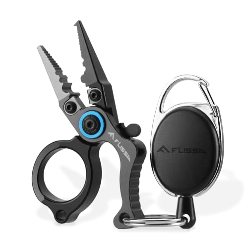 FLISSA Pince de Pêche Multifonction Mini, Accessoires de Pêche avec Lames en Acier, Retire-Hameçons Coupe-Ligne, Rétracteur, Ideal pour l'Extérieur