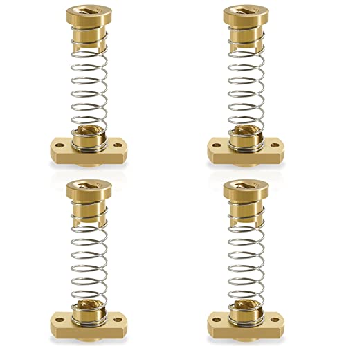 GZLCEU 4 Stk T8 Anti-Rückschlag-Mutter, Messing Backlash Spaltmutter Federbelastete für Ender CR Tornado 3D Drucker CNC Z-Achse 8mm Acme Gewindestange Cover