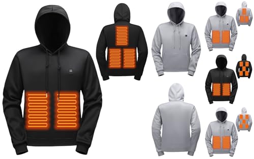 Heated Hoodie for Men Women Heated Pullover Unisex Hooded Sweatshirt (Battery is not Included)