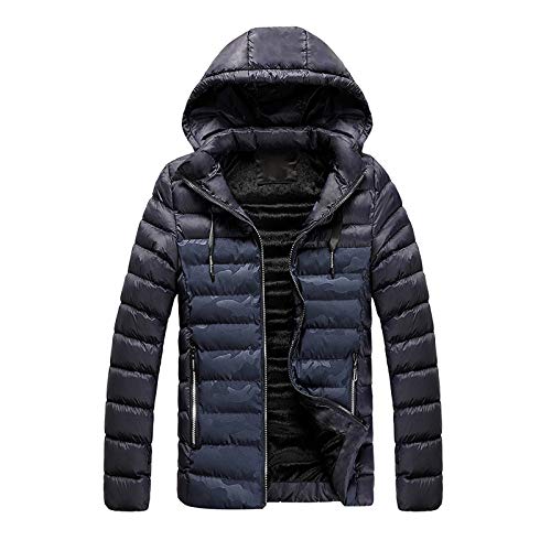 BUKINIE Chaqueta de plumón con capucha para hombre, ligera, grande y alto, acolchada, con aislamiento térmico, abrigo de invierno