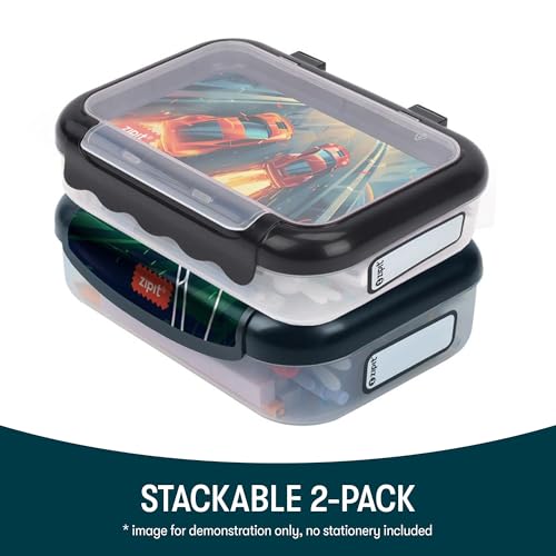 Image of ZIPIT: Pencil Box Bundle: Soccer & Race Car - Recycled Plastic Cases, Large Capacity Storage Organizers, School Supplies-Stationary, Kids-Girl-Boy