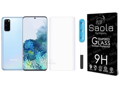 Image of Saola Curved UV Tempered Glass For Samsung Galaxy S20. Comes With UV Light & Glue For Finest Pasting. Edge To Edge Protection With Case Friendly Fit. (Pack Of 1)