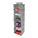 Anika Kleiderschrank mit 10 Taschen, mit Befestigungsschlaufe oben, Textil, grau, 6 Shelf
