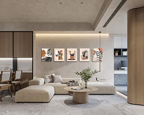 Mid Century Boho Leaf Print - Aesthetic Pictures Unframed 8X10 Inches Bohemian Wall Art Decoration Modern Abstract Plant Paper Poster Paintings Aesthetic Artwork For Girls Bedroon Kitchen Office Decor #TOP6