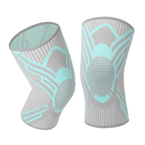 AOOWU Rodillera para Menisco y Ligamento, 2PCS Rodillera Deportiva de Compresión para Hombre y Mujer, Rodilleras Transpirable para Artritis, Lesión de Ligamentos, Yoga, Senderismo, Correr (Azul, L)