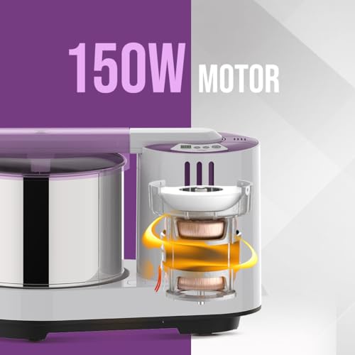 Image of Ultra Grind+ Gold (T) 2 Litre Table Top Wet Grinder - White | Digital Timer - Fast Grinding Conical Stones, 150W Motor & 5 Years Warranty | AISI 304 Food-Grade SS Multi Utility Cylindrical Drum