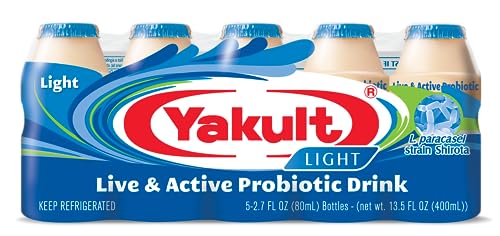 Yakult Probiotic Drink Light, 2.7 fl oz Bottle, Pack of 5