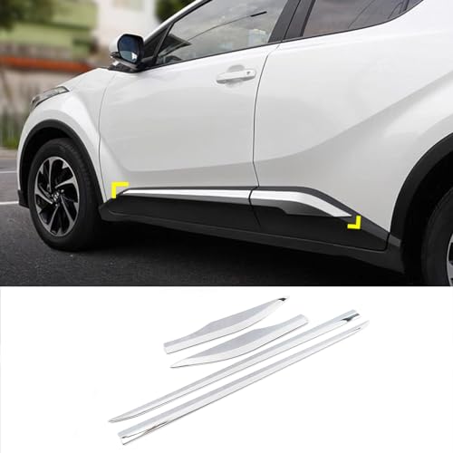 ZUNEIGUNGトヨタ C-HR 専用ドア アウター アンダー モール トリム サイドスカート ガーニッシュToyota CHR 専用設計外装 パーツ アクセサリーABS4枚【クロームメッキ】