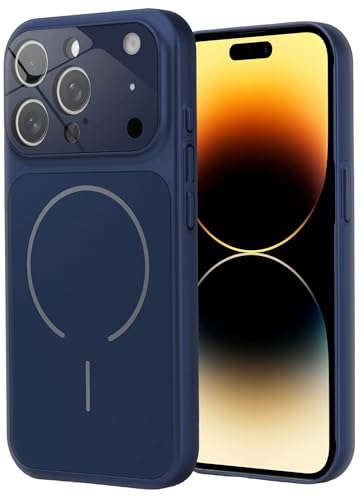 Image of SHINESTAR Premium Luxury Case Compatible with iPhone 14 Pro Max | Protective Back Cover with Camera Lens Safety | Wireless Charging Support | Slim Fit Durable Design | Enhanced Grip Protection Blue