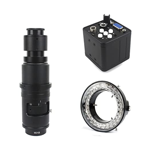 顕微鏡キット 13MP VGA産業用ビデオデジタル顕微鏡カメラ100x-300xズームCマウントレンズ 顕微鏡レンズアダプター(180X WD105)