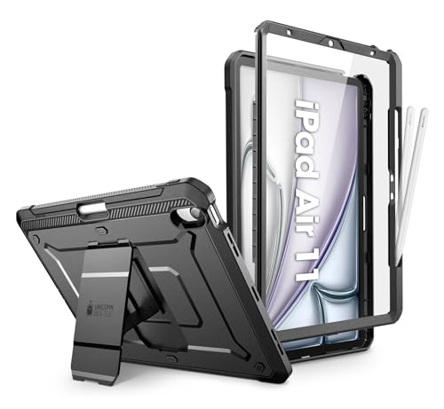 SUPCASE Etui do iPada Air 11 cali M4/M3/M2 (2026/2025/2024) z wbudowaną osłoną ekranu [składany stojak i gniazdo na długopisy] pełna ochrona wojskowa do iPada Air 11/10,9" (2022/2020), czarna