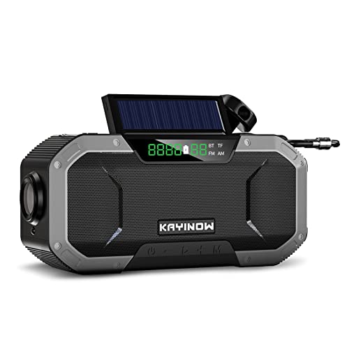 Kavolet Solar Radio, Tragbar Kurbelradio Dynamo Radio mit AM/FM, 5000mAh Power Bank Ladegerät Blitzlicht, LED Taschenlampe, SOS-Alarm für Notfall Outdoor, Outdoor-Camping-Überlebensradio
