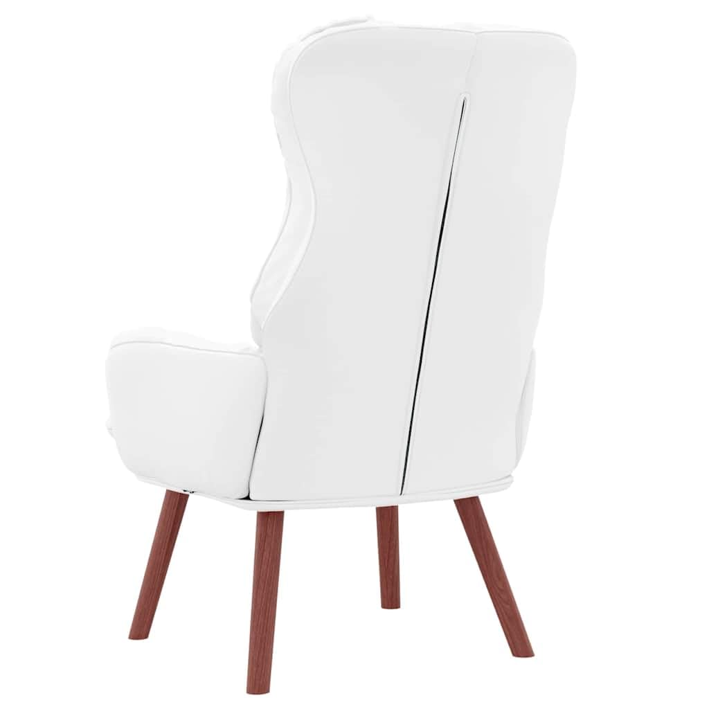 Fauteuil Relaxant Blanc En Simili Cuir | Dimensions 69x74x93 Cm | Assise Large 46 Cm | Cadre Acier Et Mousse Confort | Design Moderne Pour Salon