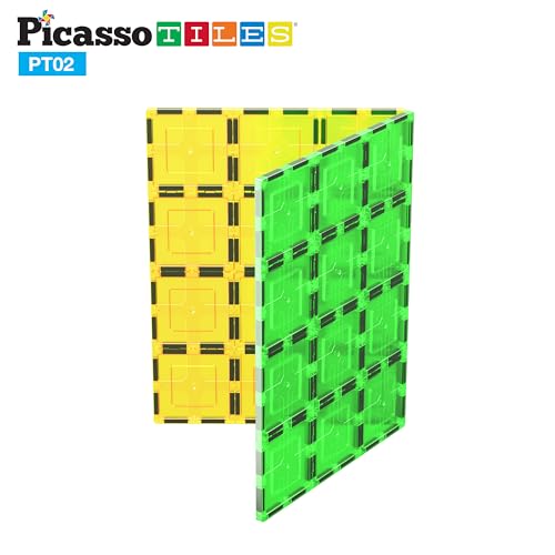 Image of PicassoTiles Kids Toy Magnetic Building Blocks Magnet Tiles Supersized 2pc Large Stabilizer Base Jumbo XL Plate Foundation Education Construction Kit Engineering STEM Children Learning Stacking Set