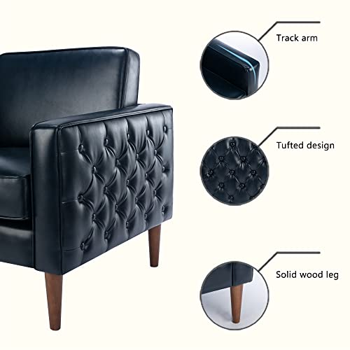 Sillón tapizado tufted azul moderno miniatura 3