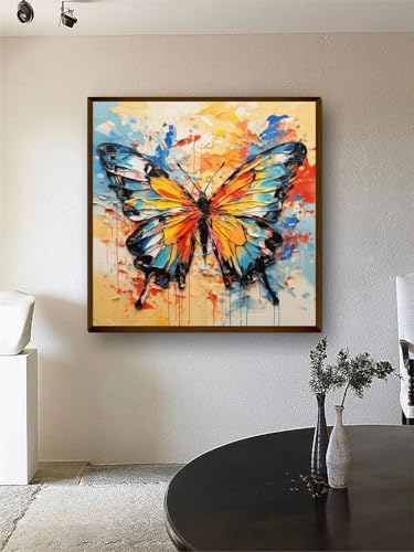 Image of Artsense Painting for wall decoration Abstract wall painting for living- butterfly painting for home decoration with frame-Multicolor /20x20 inches /(50x50 cm) (mix)