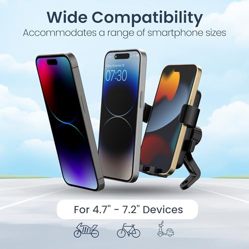 Image of Portronics Mobike 5 Scooty /Scooter Phone Holder with Mirror Mount, 360 Degree Rotation, Strong Grip, Compatible with 4.7 inch to 7.2 inch Smartphone, Mobile Stand for Scooter, Cycle & Motorcycle (Black)