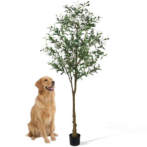 6ft Olive Trees Artificial Indoor with Pot, 72' Fake Tree Silk Fake Plants for Home Office Modern...