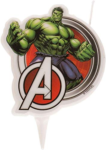 Dekora - Bougies d'Anniversaire Originales, Bougie d'Anniversaire en 2D de Hulk pour Gâteaux d'Enants - 7,5 cm 346221 Médian Multicolore