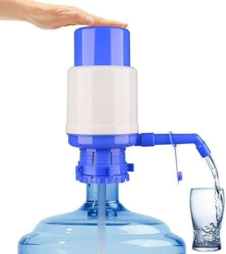 Water Bottles pump Blue Manual Hand pressure pump Drinking Fountain Water Press pump with an Extra Short Tube and Cap Fits Most 2-6 Gallon Water Coolers …