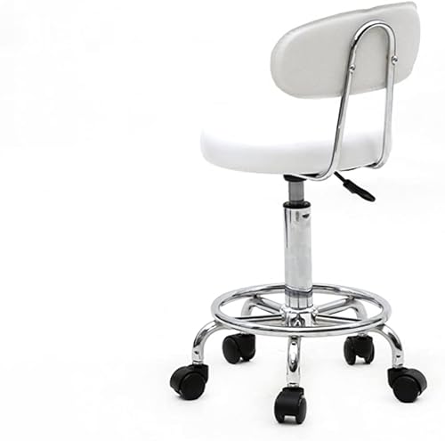 Miniatura 8 de Taburete giratorio con ruedas de respaldo alto, sillas ajustables en altura, taburetes redondos con ruedas para oficina, salón, masaje, spa, salón