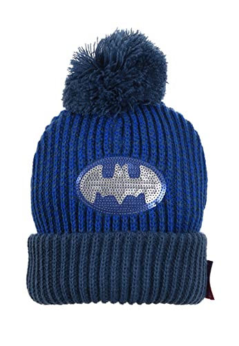 Batman Kinder Jungen Winter-Mütze Bommelmütze (Blau, 54) Cover