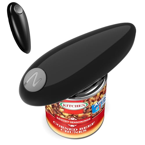 Electric Can Opener, One Touch Electric Can Opener Open Almost Can with Smooth Edge, Battery Operated Can Opener, Kitchen Gadget Gift for Kitchen, Seniors, Chef, Arthritis (Black)