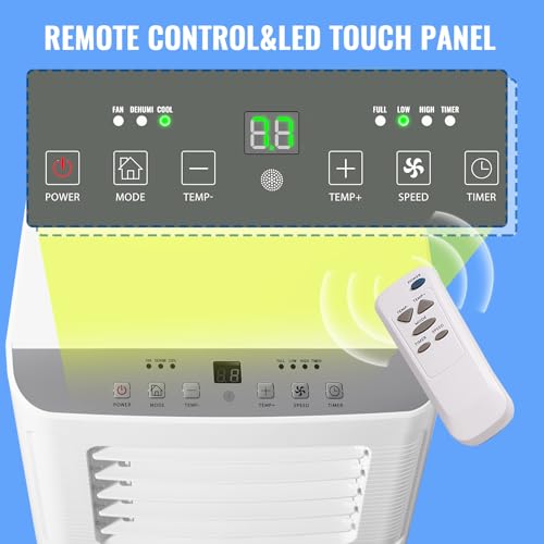 Image of 8000 BTU Portable Air Conditioner 3 In 1 AC Unit with Remote Control Dehumidifier, Fan Mode Suit for Room up to 250 Sq. ft White