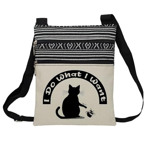 Funny Troublemaker Cat Messenger Bag Small Ethnic Pattern Printed Adjustable Strap Crossbody Zipper Pouch Funny Troublemaker Cat Phone Organizer Wallet Cute Shoulder Handbag for Women-1