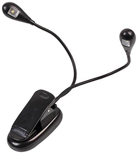 Flexible Dual Led Spotlight, Clip On, Light Source LED, Power Source AAA Batteries x 3, Torch Body Material Plastic, Torch Type Clip Light, Length 225mm, Torches