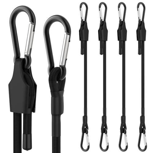 SDTC Tech 36 Inch Adjustable Bungee Cords with Carabiner Hooks 4 Pack Heavy Duty Outdoor Super Elastic Bungee Straps Easily Adjust from 8 to 42 for Cargo Bike Luggage Carts Truck