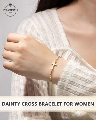 Image of Cross Bracelet Christian Gifts for Women Girls Easter Confirmation Baptism Gifts