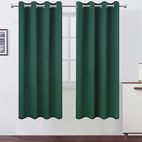 Image of LEMOMO Dark Green Thermal Blackout Curtains /52 x 72 Inch /Set of 2 Panels Room Darkening Curtains for Bedroom