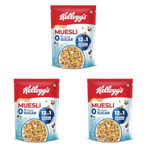 Image of Kellogg's Muesli 0% Added Sugar | 12 In 1 Power Breakfast | 10g Protein Per Serve | No Maida| No Palm Oil | India's No 1 Muesli | 500g (Pack of 3)