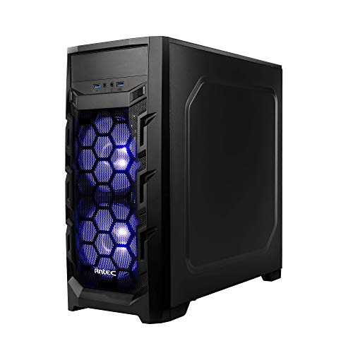 Image of Antec GX202 Mid-Tower ATX Computer Cabinet /Gaming Case | 3 HDD and 4 SSD mounts |13.34 cm (5.25 inch) Optical Drive Bay with 2 x 120mm Blue LED Fans in Front & 1 x 120mm Regular Fan in Rear