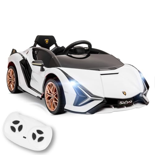 Playkin Lamborghini SIAN Blanco - Coche eléctrico para niños +3 años, Blanco, con 2 baterías Recargables de 12V