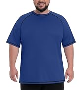 Runhit Men's Big and Tall Rash Guard Short Sleeve UPF 50+ Sun Protection Swim Shirts SPF UV Fishi...