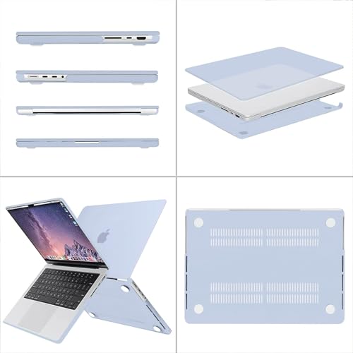 Image of MOSISO Compatible with MacBook Pro 14 inch Case 2025 2024 2023 2022 2021 M5 M4 M3 M2 M1 A3434 A3112 A3185 A3401 A2918 A2992 A2779 A2442, Hard Shell&Keyboard Cover&Screen Film&Pouch,Pastel Blue