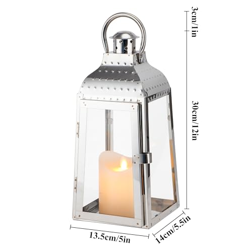 Lanterne à bougie décorative en acier inoxydable argenté avec verre trempé Progress - 7