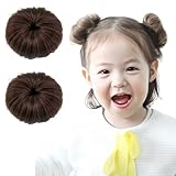fogman おだんごウィッグ お団子ウィッグ 子ども用 エクステ つけ毛 かわいい 2個セット (ダークブラウン)