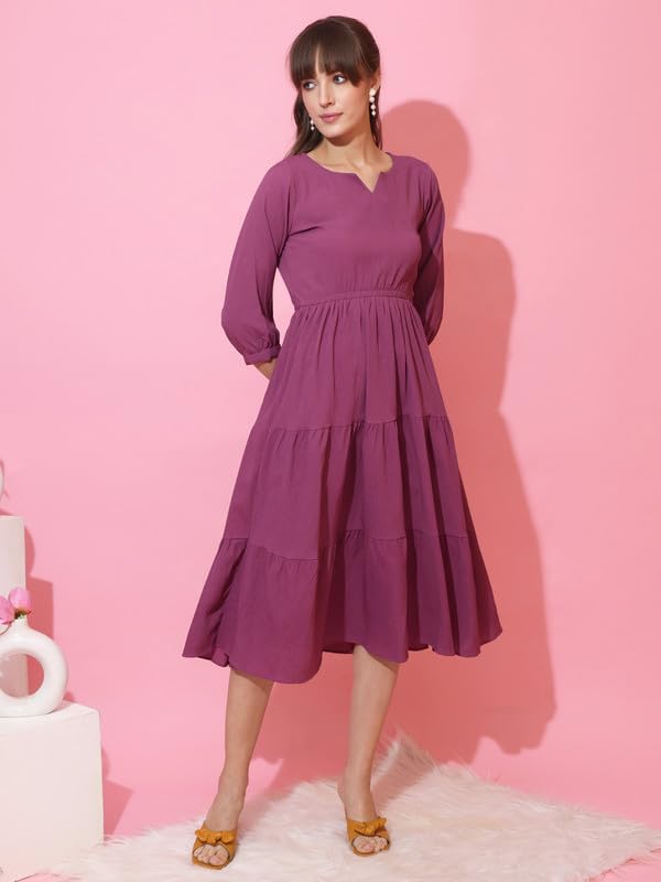 Image of Sheetal Associates Women's Casual Crepe Fit and Flare Dress| Comfortable Relaxed Fit Summer Party Dress