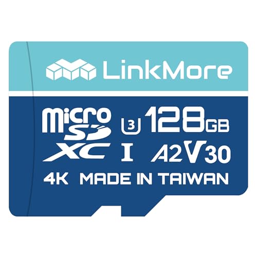 LinkMore �}�C�N��SDXC�J�[�h 128GB A2 UHS-I U3 V30 Class10�Ή� �ǂݎ�葬�x�ő�160MB/s �������ݑ��x�ő�100MB/s SD�A�_�v�^�[�t��