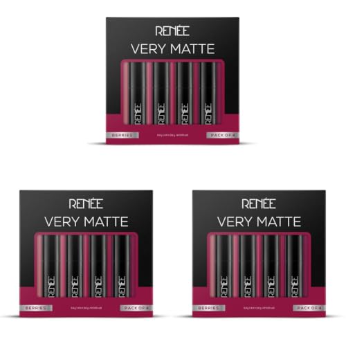 Image of RENEE Very Matte Pack of 12 Matte Lipsticks - Berries, Intense Color Pay Off, Full Coverage, Long Lasting & Weightless, Easy Glide Formula With Velvety Finish, Suitable for All Occasion & Gifting