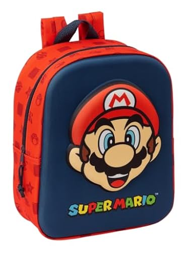 SUPER MARIO 3D - Mochila de Guardería 3D, Adaptable a Carro, Fácil Limpieza, Ideal para Niños de Diferentes Edades, Cómoda y Versátil, Calidad y Resistencia, 22x10x27 cm | Ya disponible en tu tienda friki favorita! En mundofriki.es!